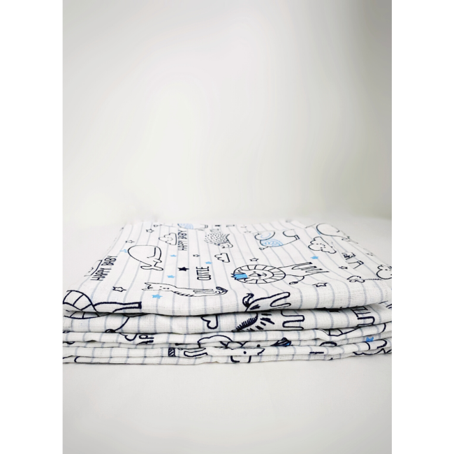 Scutec din muselina, safari blue 80x80cm, Kreis Design