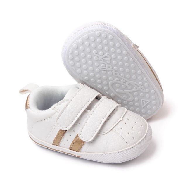 Adidasi albi cu dungi laterale aurii MDBL2311-2-sa27