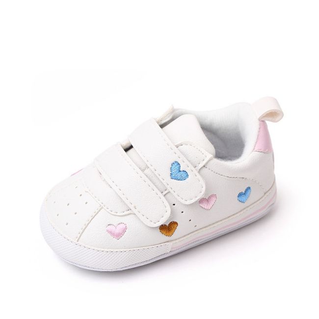 Adidasi albi cu inimioare colorate brodate (marime disponibila: 9-12 luni (marimea 20 incaltaminte)) mdbl2312-1-sa26.9-12 luni (marimea 20 incaltaminte)