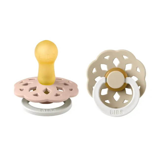 Bibs - set 2 suzete fosforescente boheme glow latex, tetina rotunda, 6 luni +-blush/vanilla bbb240123