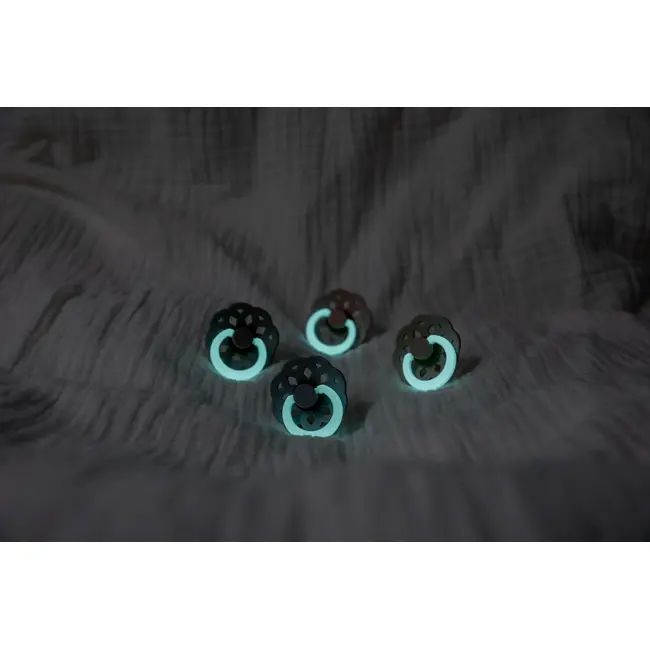 Bibs - set 2 suzete fosforescente boheme glow latex, tetina rotunda, 6 luni +-blush/vanilla bbb240123