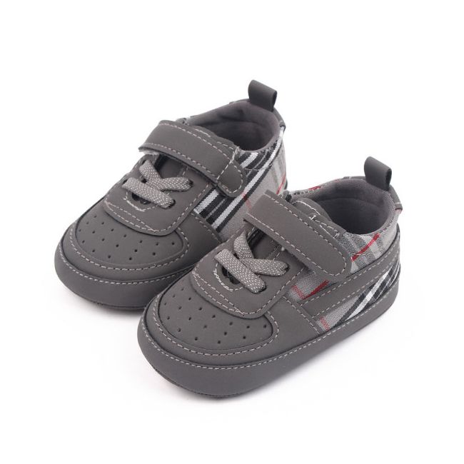 Pantofiori gri pentru baietei - Plaid MBD2779-2-c5