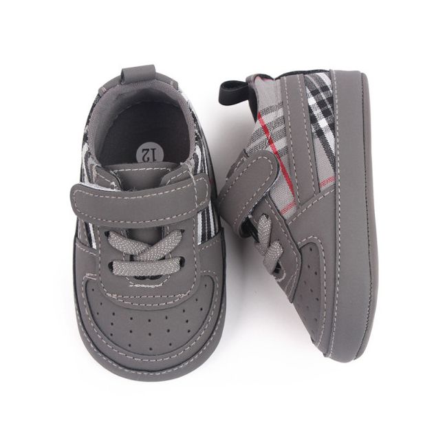 Pantofiori gri pentru baietei - Plaid MBD2779-2-c5
