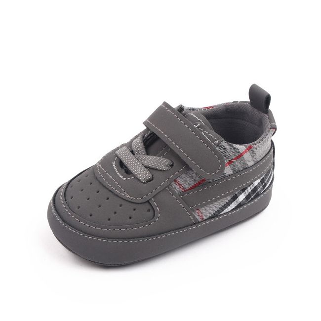 Pantofiori gri pentru baietei - Plaid MBD2779-2-c5