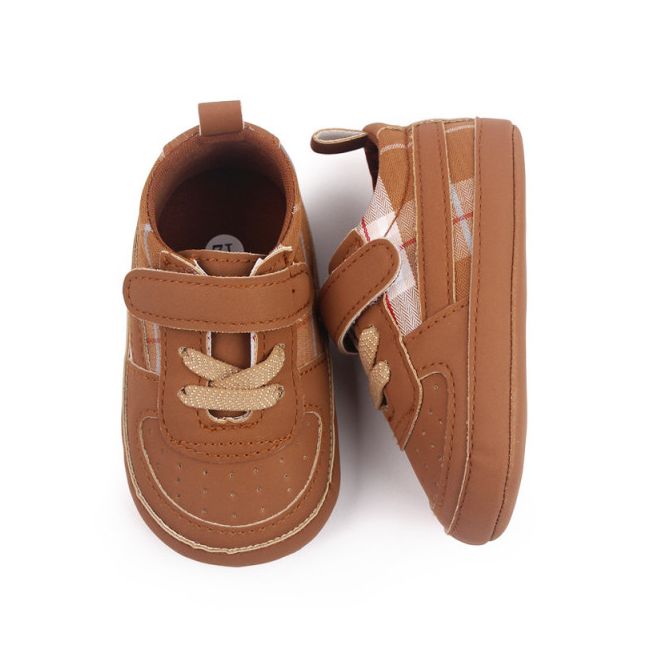 Pantofiori maro pentru baietei - Plaid MDD2779-1-c5