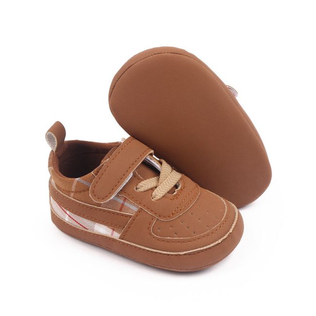 Pantofiori maro pentru baietei - Plaid MDD2779-1-c5