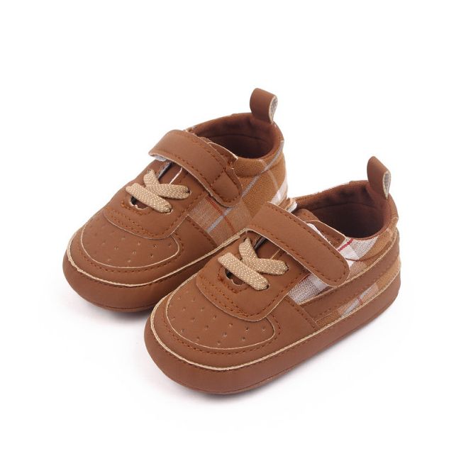 Pantofiori maro pentru baietei - Plaid MDD2779-1-c5