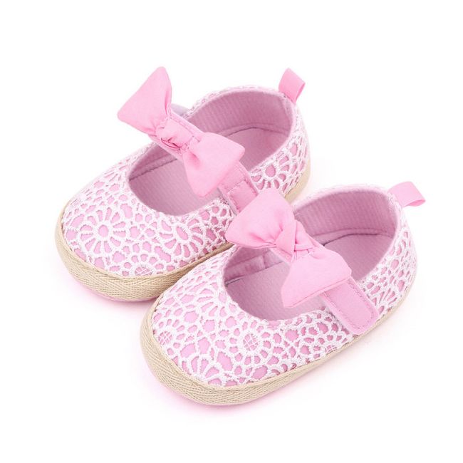 Pantofiori roz cu danteluta alba MBBM2351-1-bo6