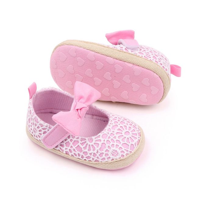 Pantofiori roz cu danteluta alba MBBM2351-1-bo6