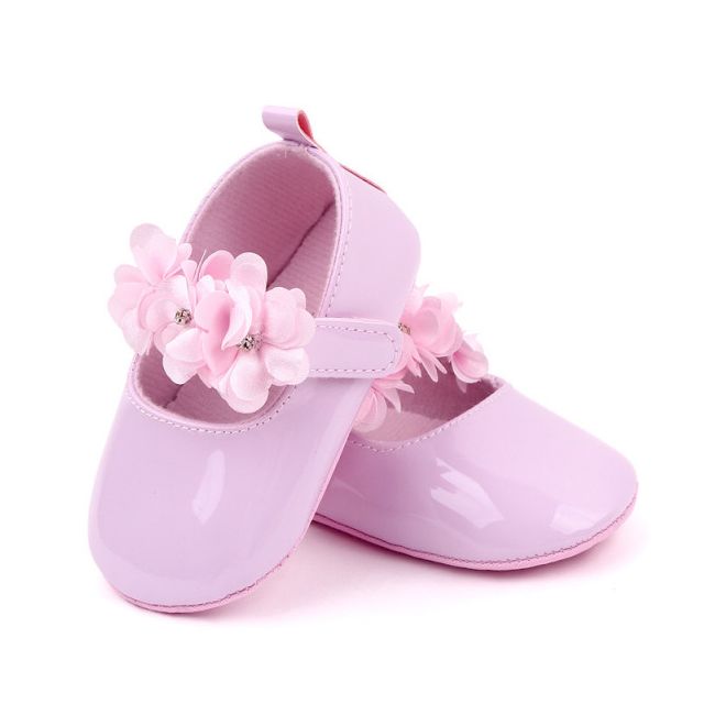 Pantofiori roz lacuiti cu floricele din satin MDBM2341-2-bo6
