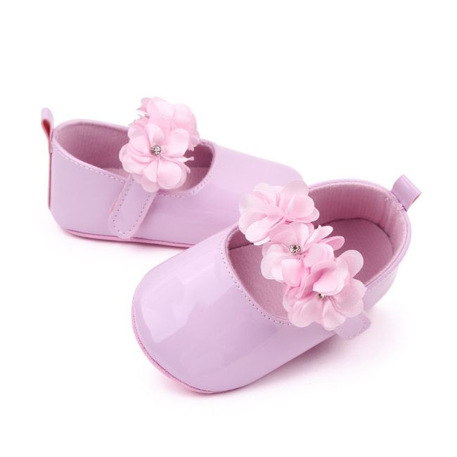 Pantofiori roz lacuiti cu floricele din satin MDBM2341-2-bo6