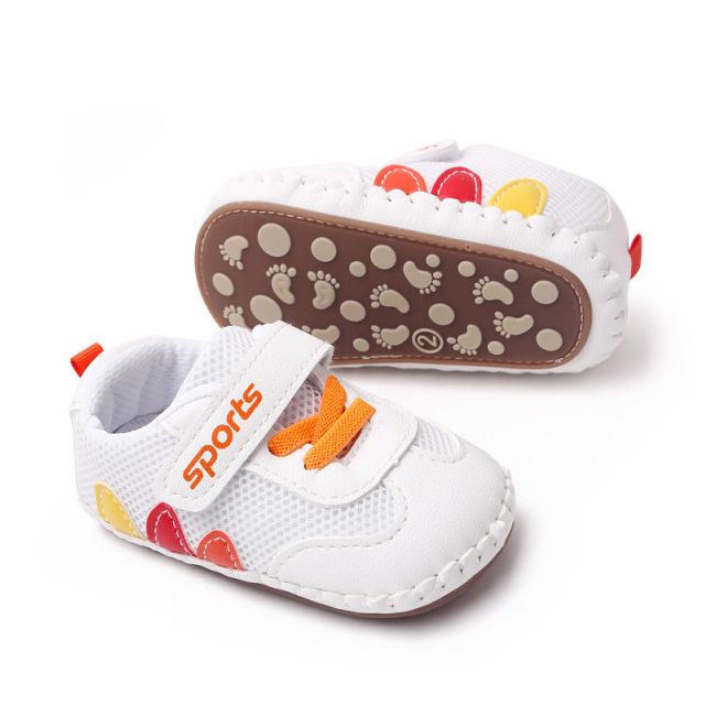 Adidasi albi cu portocaliu - leaves (marime disponibila: 6-9 luni (marimea 19 incaltaminte)) mdbnb3007w-2-p17.6-9 luni (marimea 19 incaltaminte)