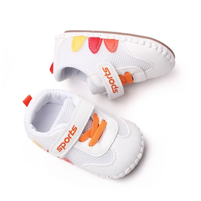 Adidasi albi cu portocaliu - leaves (marime disponibila: 6-9 luni (marimea 19 incaltaminte)) mdbnb3007w-2-p17.6-9 luni (marimea 19 incaltaminte)