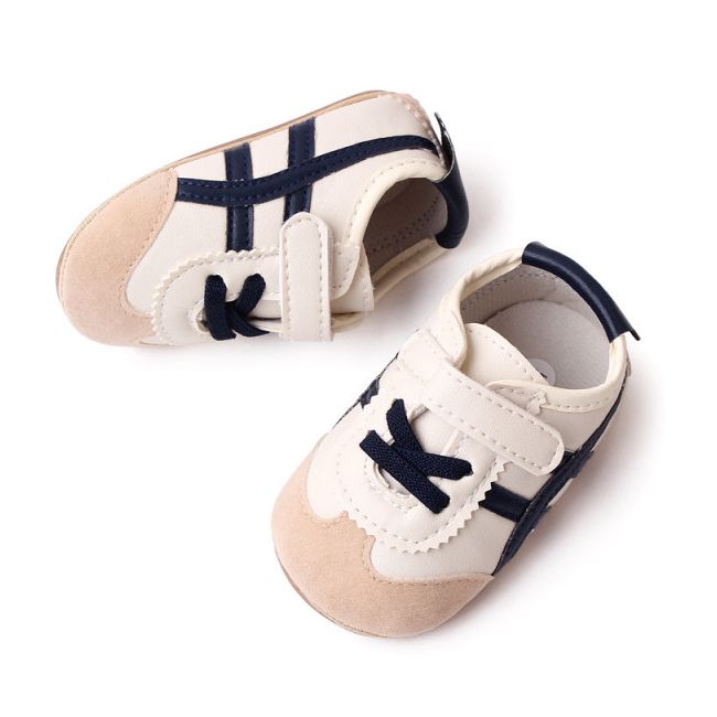 Adidasi ivoire cu dungi negre pentru baietei MBBL2349-3-c1