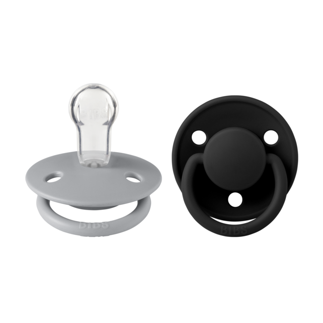 Bibs - set 2 suzete de lux silicon, tetina rotunda, marime universala-cloud/black bbb150218