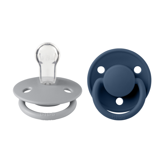 Bibs - set 2 suzete de lux silicon, tetina rotunda, marime universala-cloud/steel blue bbb150225