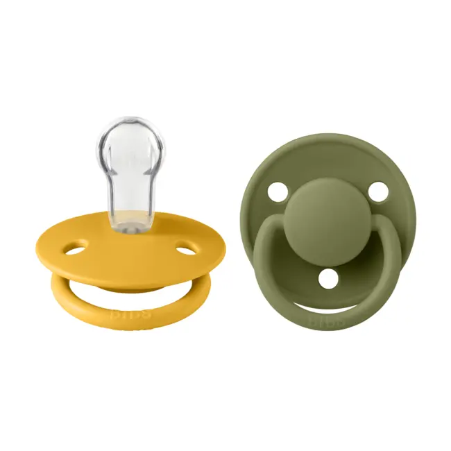 Bibs - set 2 suzete de lux silicon, tetina rotunda, marime universala-honey bee/olive bbb150224