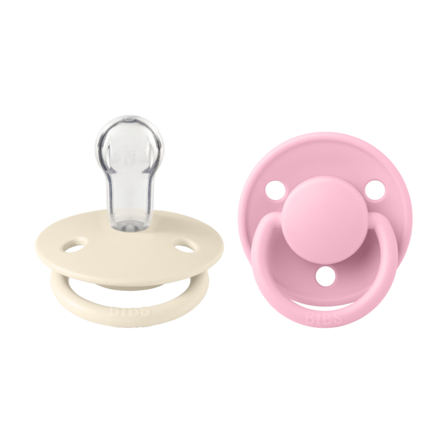 Bibs - set 2 suzete de lux silicon, tetina rotunda, marime universala-ivory/baby pink bbb150214