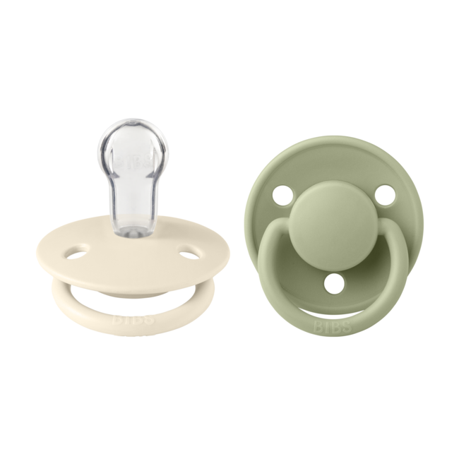 Bibs - set 2 suzete de lux silicon, tetina rotunda, marime universala-ivory/sage bbb150223