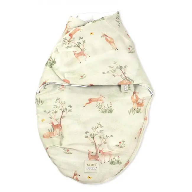 Sistem De Infasare Bambus, Inchidere Velcro, Baby Swaddle, Caprioare + Cadou Rucsacel Pjb82848