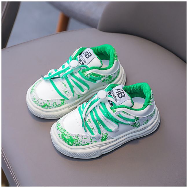 Adidasi albi cu verde in degrade MD643-2-sa49