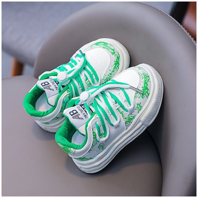 Adidasi albi cu verde in degrade MD643-2-sa49