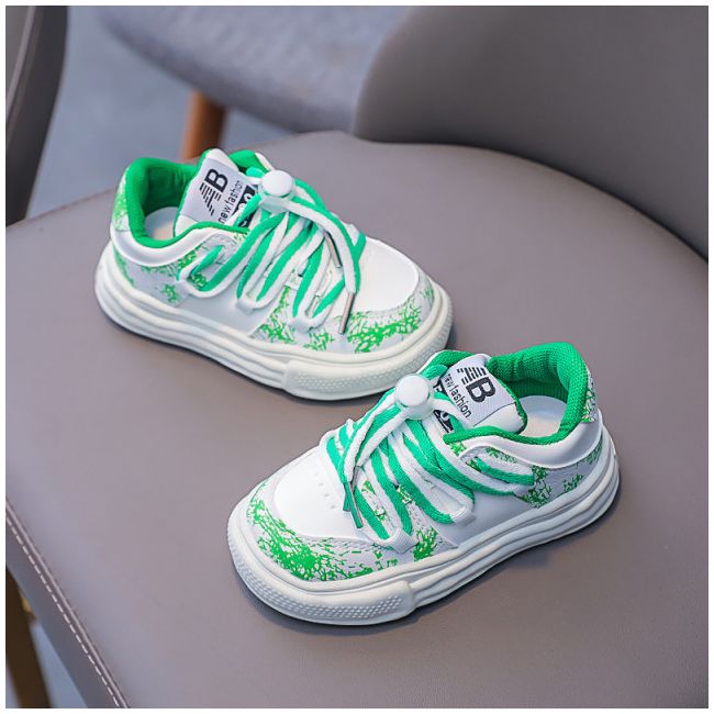 Adidasi albi cu verde in degrade MD643-2-sa49