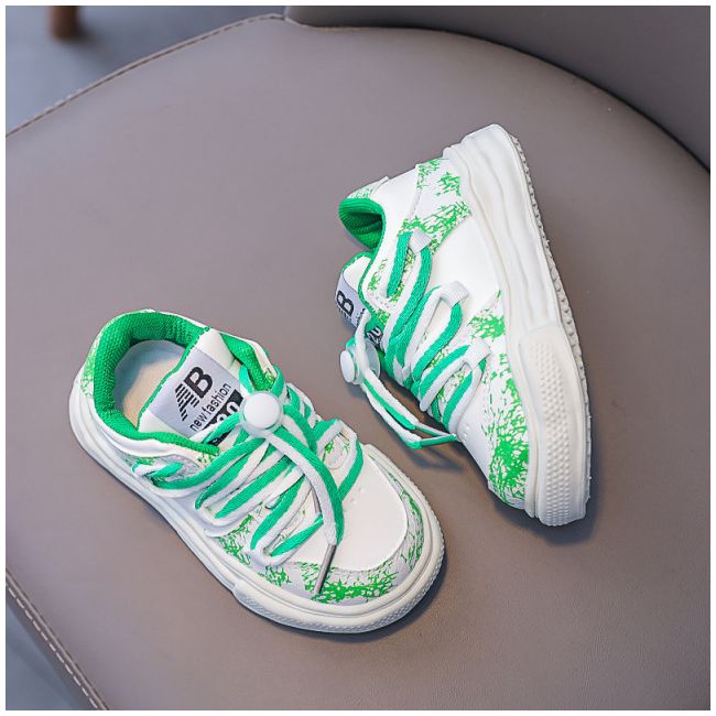 Adidasi albi cu verde in degrade MD643-2-sa49