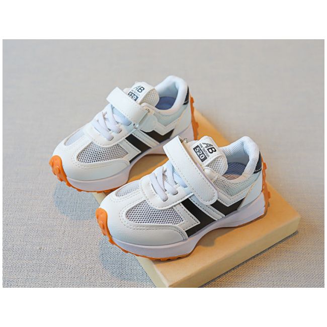 Adidasi albi pentru copii, cu insertii negre MDYY-H02-2-sa42