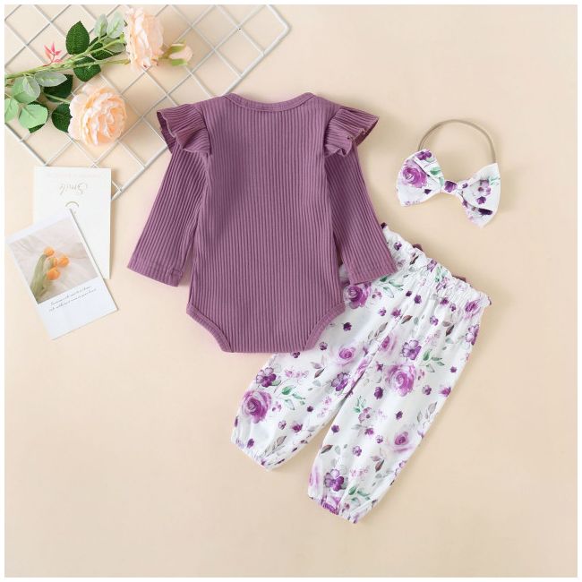 Compleu pentru fetite cu body lila - sunny (marime disponibila: 3-6 luni (marimea 18 incaltaminte)) md573-2-de.3-6 luni (marimea 18 incaltaminte)
