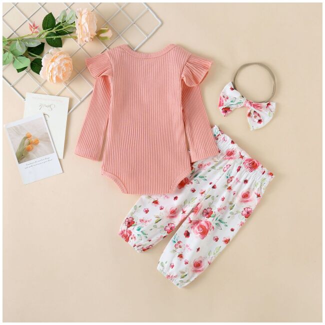 Compleu pentru fetite cu body roz somon - sunny (marime disponibila: 3-6 luni (marimea 18 incaltaminte)) mb573-1-de.3-6 luni (marimea 18 incaltaminte)