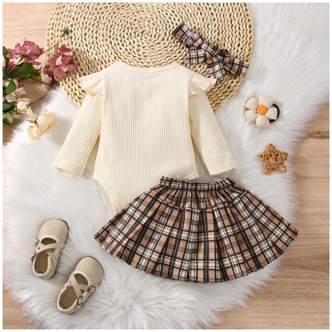 Costumas cu body ivoire si fustita in carouri (marime disponibila: 3-6 luni (marimea 18 incaltaminte)) mb567-1-de3.3-6 luni (marimea 18 incaltaminte)