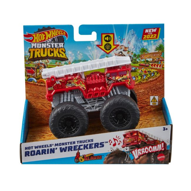 HOT WHEELS MONSTER TRUCK ROARIN WRECKERS 5ALARM CU FUNCTII SI SUNETE SCARA  1:43 VIVMTHDX60_HDX65