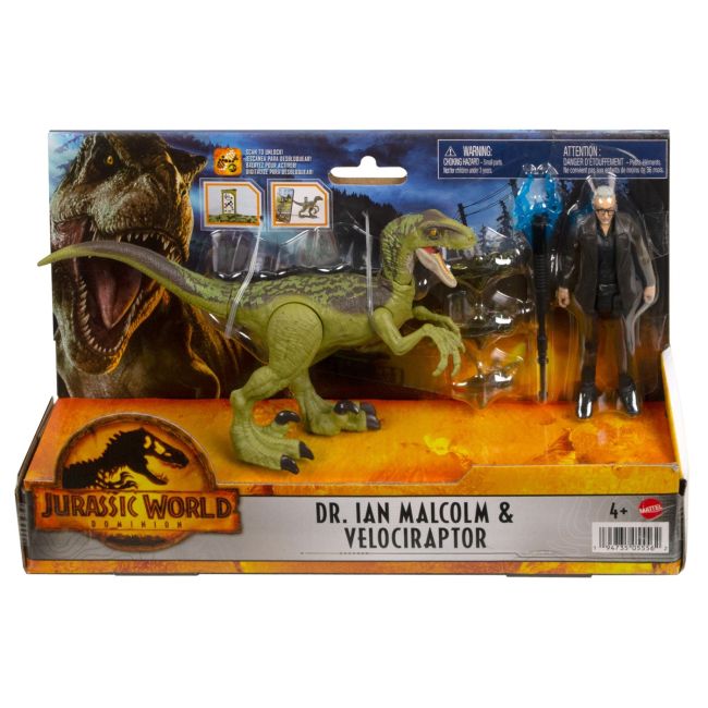 JURASSIC WORLD DOMINION SET 2 FIGURINE DR. IAN MALCOLM SI VELOCIRAPTOR VIVMTHDX46_HGP77