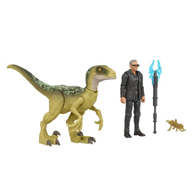 JURASSIC WORLD DOMINION SET 2 FIGURINE DR. IAN MALCOLM SI VELOCIRAPTOR VIVMTHDX46_HGP77