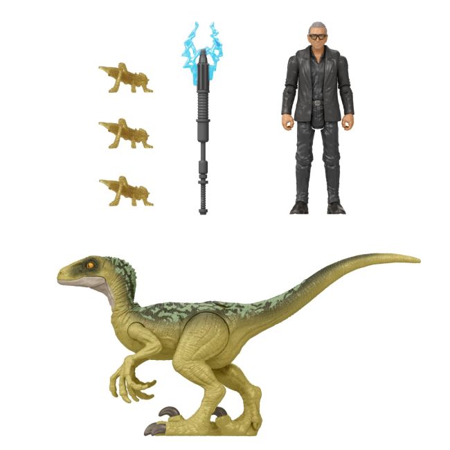 JURASSIC WORLD DOMINION SET 2 FIGURINE DR. IAN MALCOLM SI VELOCIRAPTOR VIVMTHDX46_HGP77