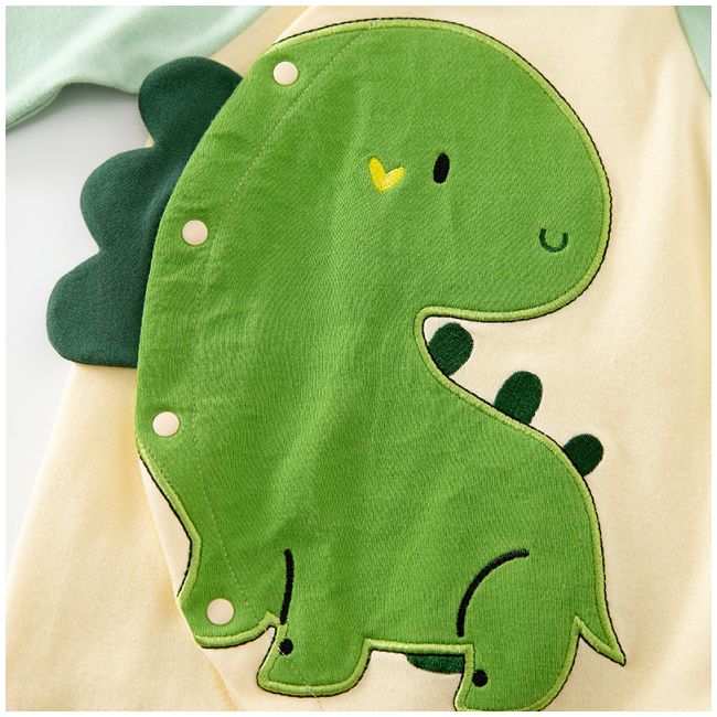 Salopeta ivoire - green dino (marime disponibila: 12-18 luni (marimea 21 incaltaminte)) am521-4.12-18 luni (marimea 21 incaltaminte)