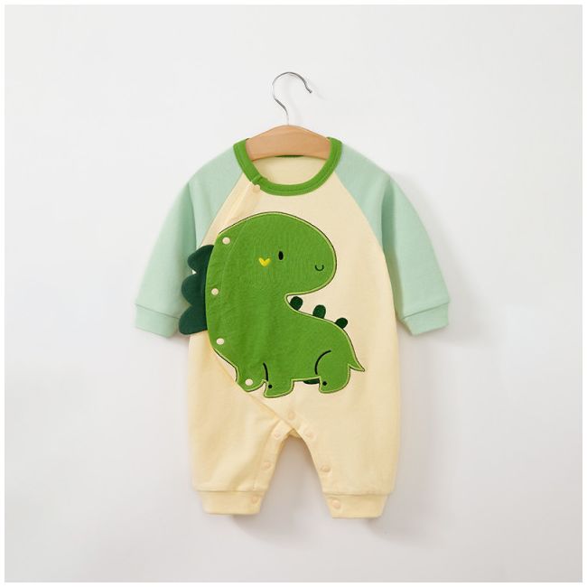 Salopeta ivoire - green dino (marime disponibila: 3-6 luni (marimea 18 incaltaminte)) am521-4.3-6 luni (marimea 18 incaltaminte)