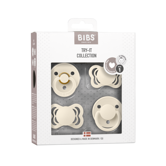 Bibs - set 4 suzete try-it collection 0 luni +-ivory bbb91340