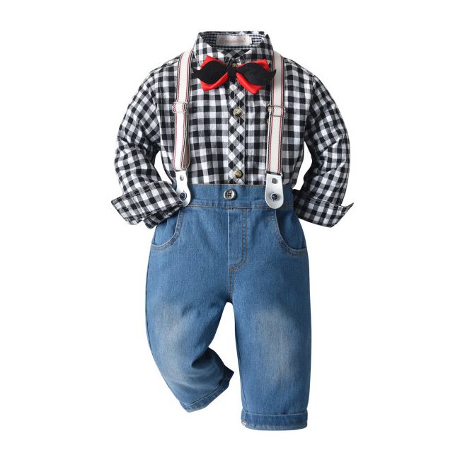 Costum cu blugi si camasuta neagra in carouri MB537-4-de4