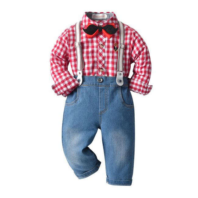 Costum cu blugi si camasuta rosie in carouri MD537-2-de4