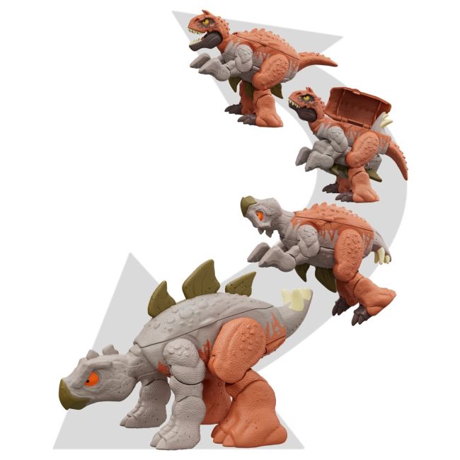 JURASSIC WORLD FIERCE CHANGERS DOUBLE DANGER DINOZAUR TRANSFORMABIL CARNOTAURUS SI STEGOSAURUS VIVMTHLP05_HLP07