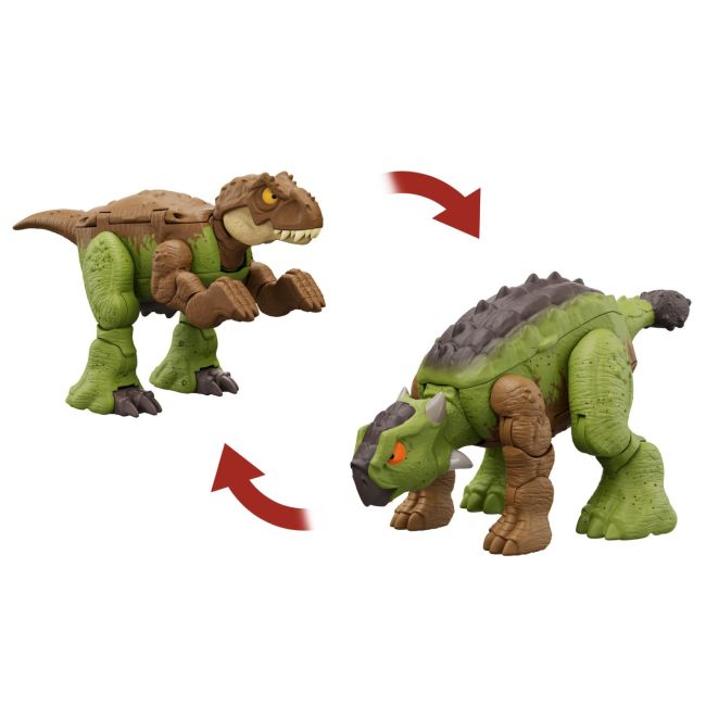 JURASSIC WORLD FIERCE CHANGERS DOUBLE DANGER DINOZAUR TRANSFORMABIL TYRANNOSAURUS REX SI ANKYLOSAURUS MARO VIVMTHLP05_HLP06