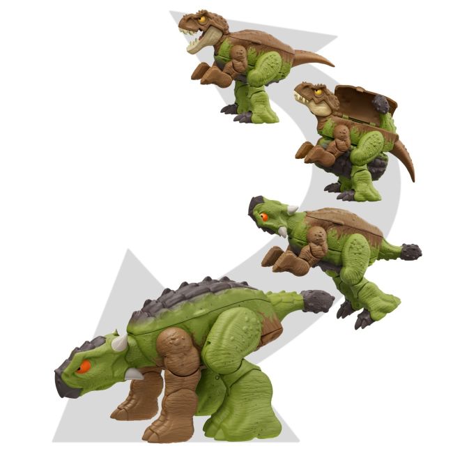 JURASSIC WORLD FIERCE CHANGERS DOUBLE DANGER DINOZAUR TRANSFORMABIL TYRANNOSAURUS REX SI ANKYLOSAURUS MARO VIVMTHLP05_HLP06
