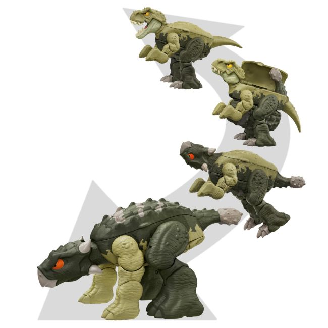 JURASSIC WORLD FIERCE CHANGERS DOUBLE DANGER DINOZAUR TRANSFORMABIL TYRANNOSAURUS REX SI ANKYLOSAURUS VERDE VIVMTHLP05_HLP08
