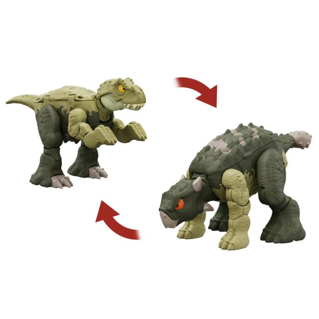 JURASSIC WORLD FIERCE CHANGERS DOUBLE DANGER DINOZAUR TRANSFORMABIL TYRANNOSAURUS REX SI ANKYLOSAURUS VERDE VIVMTHLP05_HLP08