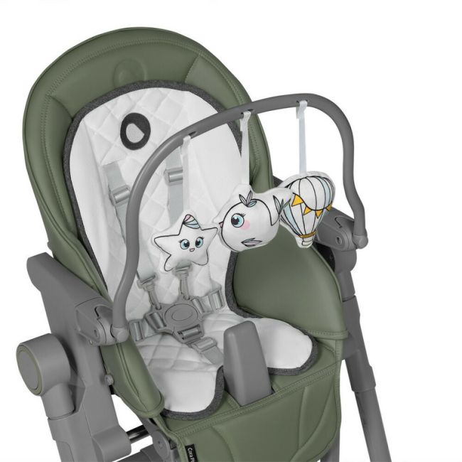 Lionelo - Scaun de masa multifunctional Cora Plus, Reglabil in 4 pozitii pe inaltime, Spatar reglabil in 3 pozitii, Cu bara de jucarii, Pliabil, Conform cu standardul european de securitate EN14988, Verde BYNLO-CORA _PLUS_GREEN_OLIVE
