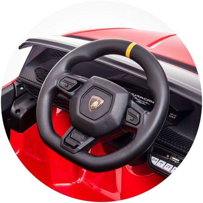 Masinuta electrica chipolino lamborghini huracan red cu scaun din piele si roti eva hubelklahu22re