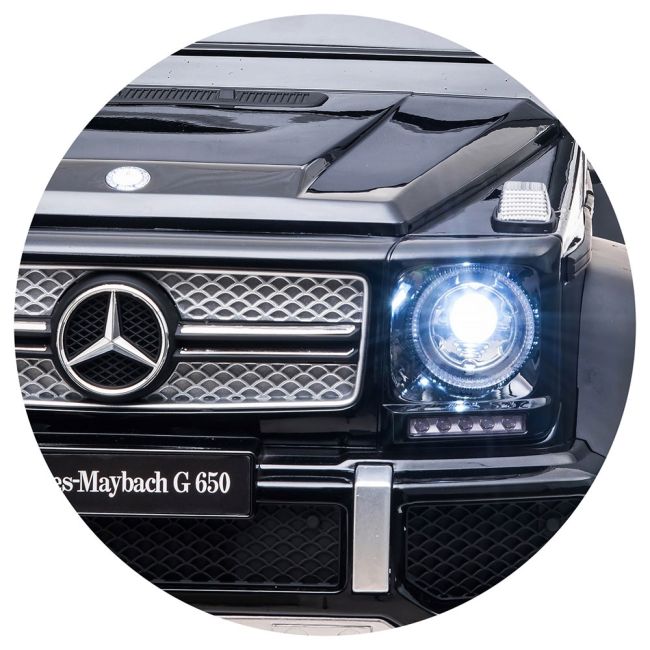 Masinuta electrica chipolino suv mercedes maybach g650 black cu scaun din piele si roti eva hubeljmag6501b