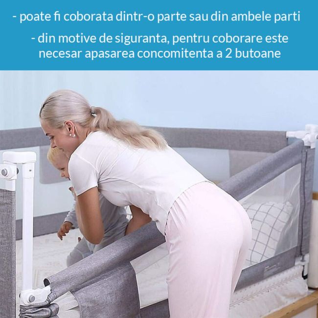 Bariera protectie pat culisanta XXL 200 cm Classic Primabobo, inaltime reglabila 68-98 cm LVTK5904905021168